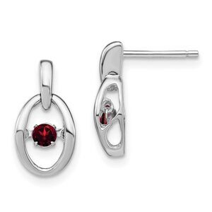 Kazi Luxury Sterling Silver Rhodium Garnet Birthstone Vibrant Earrings